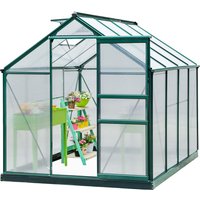 Outsunny Clear Polycarbonate Greenhouse Large Walk-In Green House Garden Plants Grow Galvanized Base Aluminium Frame(6 x 8ft) | Aosom Ireland