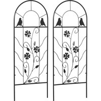 Outsunny 2-Pack Metal Trellis, with Bird and Clover Embellishment, for Garden & Terrace, Black, 38 x 98 cm | Aosom Ireland