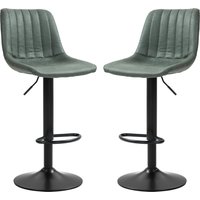 HOMCOM Adjustable Bar Stools Set of 2 Counter Height Barstools Dining Chairs 360° Swivel with Footrest for Home Pub, Green | Aosom Ireland