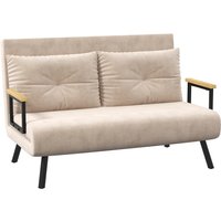 HOMCOM Schlafsofa, Relaxsessel mit Bettfunktion, Klappsofa, Rückenkissen, Polstersofa mit verstellbarer Rückenlehne, Beige, 102 x 73 x 81 cm Aosom