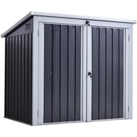 Outsunny Outdoor Steel Garden Storage Shed With Double Door & Lid Dustbin Rubbish Cover for 2 Trash Cans | Aosom Ireland
