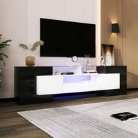 Meuble TV suspendu, Meuble télé, Meuble tv noir avec éclairage LED et surface en verre - Design moderne pour salon, Noir Aosom France