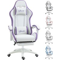 Vinsetto Gaming Chair, Recliner with PU Leather, 360 Swivel, Footrest & Lumbar Support, Purple | Aosom Ireland