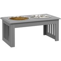 PawHut Raised Dog Feeding Bowls with Stand, Stainless Steel for Small and Medium Dog, 58L x 31W x 25H cm - Grey | Aosom Ireland