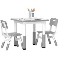 AIYAPLAY Height Adjustable Toddler Table and Chair Set, 3 Pcs Children Activity Table w/ 2 Chairs, for Playroom, Bedroom - Grey | Aosom Ireland