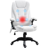 Vinsetto Massage Office Chair w/ 6 Heated Vibration Points, Executive Office Chair w/ Linen-Feel Fabric 360°, Swivel Wheels, Cream White | Aosom Ireland