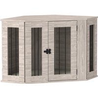 PawHut 2 in 1 Dog Crate Furniture Side Table, with Cushion, 104 x 55 x 63cm - Walnut Brown | Aosom Ireland
