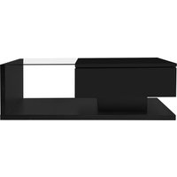Table Basse Moderne avec Plateau en Verre et Effets LED, 105x55x32,5 cm, Noir