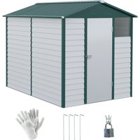 Outsunny 9x 6FT Metal Outdoor Garden Shed, Galvanised Tool Storage Shed w/ Sloped Roof, Lockable Door for Patio Lawn, Green | Aosom Ireland