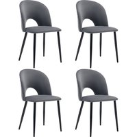 Esszimmerstühle, 4er Set gepolstert Samtoptik Rückenlehne Rautenmuster höhenverstellbar Stühle für Esszimmer, 47 x 44 x 84 cm, Grau Aosom.de