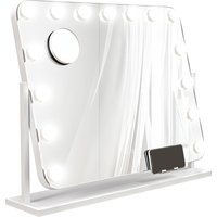 HOMCOM Miroir maquillage lumineux LED intensité réglable miroir grossissant port de charge USB, rotation à 360° 63 x 50 cm