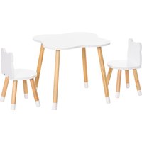 HOMCOM 3 Piece Kids Table and Chair Set with 2 Bear-shaped Chairs, White | Aosom Ireland