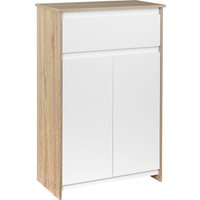 kleankin Móvel Auxiliar Casa de Banho com 1 Gaveta e 2 Portas Armário Casa de Banho de Estilo Moderno 60x30x90cm Branco e Madeira Aosom Portugal