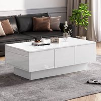 Contemporary Coffee Table 2 Drawers Large Storage Space High Gloss Finish Modern Living Room Centerpiece 100x55x35 cm Aosom.UK