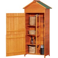 Outsunny Cabanon & Chalet de Jardin Bois avec 3 Étagères, 2 Portes Loquets, Toit Pente Bitumé - Remise pour Outils, 84x52x188 cm Aosom France