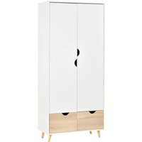 HOMCOM armadi economici armadietto elegante con ripiano attaccapanni 2 cassetti armadio cameretta con 2 ante bianco 80x40x180cm