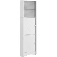 Badezimmerschrank 36x36x155 cm Eckschrank für Bad, zwei Ablagefächern, verstellbarem Einlegeboden, feuchtigkeitsresistent, Weiß Aosom.de