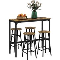 HOMCOM 5 Piece Bar Table Set with 4 Stools, Industrial Bar Table and Stool Set, Dining Table and Chair Set, Rustic Brown | Aosom Ireland