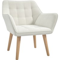 HOMCOM Accent Chair, Arm Chair with Wide Arms, Slanted Back, Thick Padding and Rubber Wooden Legs for Living Room, Cream White | Aosom Ireland