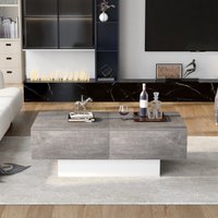 Table basse universelle avec finition brillante, table extensible et espace de rangement, design moderne, 102×60×40 cm, Gris