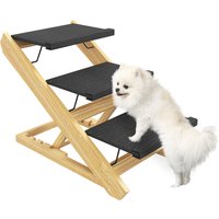 PawHut Adjustable Dog Steps Dog Ramp, 3-Step Non-slip Pet Stairs for Medium Sized Dogs, Foldable Dog Stairs for Bed Sofa | Aosom Ireland