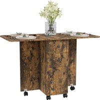HOMCOM Multi-Storage Six-Person Drop Leaf Dining Table - Rustic Brown | Aosom Ireland
