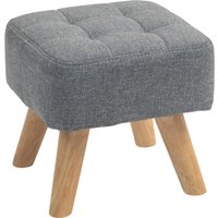 HOMCOM Modern Tufted Footstool, Fabric Foot Stool with Rubber Wood Legs, Padded Seat, for Living Room, Bedroom, Entryway, Grey | Aosom Ireland