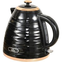 HOMCOM Electric Kettle, 1.7L, Fast Boil, 3kW Water Kettle with Removable Washable Anti-scale Filter, Auto Shut-off, 360° Swivel, BPA Free, Black Water Ripple Texture | Aosom Ireland
