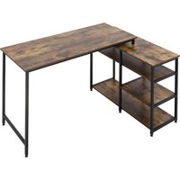 HOMCOM Bureau d'angle bureau informatique avec étagères de rangement style industriel en panneau de particules classe E1 brun rustique