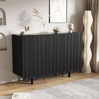 Meuble bas pour cuisine en forme de larme, Buffet pour cuisine avec portes profilées, 120×37,5×80,8 cm, Noir Aosom France