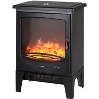 HOMCOM Electric Heater Freestanding Fireplace Artificial Flame Effect w/ Safety Thermostat 950w/1850W Tempered Glass Casing | Aosom Ireland