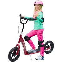 HOMCOM Kinderroller City Roller Scooter 12 Zoll mit Hinterbremse höhenverstellbar aus Stahl EVA in Rot 120 x 52 x 80-88 cm für Kinder Aosom.de