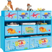 AIYAPLAY 3-Tier Kids Storage Unit with 9 Non-Woven Fabric Boxes for Toys, Books for Bedroom, Nursery, Blue | Aosom Ireland