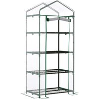 Outsunny 4 Tiers Mini Portable Greenhouse Plant Grow Shed Metal Frame Transparent Clear Cover 160H x 70L x 50Wcm | Aosom Ireland