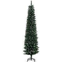 HOMCOM 6.5FT Artificial Snow Dipped Christmas Tree Xmas Pencil Tree Holiday Home Indoor Decoration with Foldable Black Stand, Green | Aosom Ireland