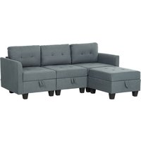 HOMCOM 'L' Shape Modular Sofa, with Storage - Dark Grey | Aosom Ireland
