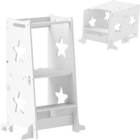 AIYAPLAY 2 in 1 Toddler Step Stool with Safety Rail for Kitchen, Bathroom, White | Aosom Ireland