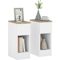 HOMCOM Set of Two Modern Storage Bedside Tables - White | Aosom Ireland