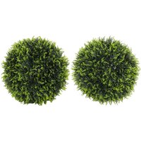HOMCOM Lot de 2 boules de topiaire artificielles Ø 45 plantes artificielles Anti-UV, décoration intérieure et extérieure, vert