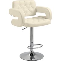 HOMCOM PU Leather Upholstered Swivel Bar Chair, Height Adjustable Barstool with Back, Armrest, Footrest for Kitchen, Counter Bar Stool Aosom UK
