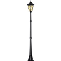 Outsunny Lanterne Solaire de Jardin Lampe de Jardin Lampadaire avec 19 LED 130 lumens 3000K Aluminium verre trempé Noir 22 x 22 x 194 cm