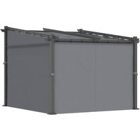 Outsunny Pergola, inclus matériel de fixation, toit rétractable, 2,97 m x 2,95 m x 2,3 m, Gris foncé