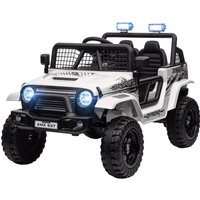 AIYAPLAY Voiture électrique pour enfants avec suspension douce, télécommande, lumières LED, klaxon, moteurs 12V, en plastique et métal, Blanc