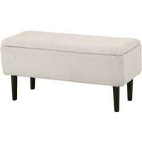 HOMCOM Aufbewahrungsbank Samt Hocker Holzbeine Kautschukholz für Wohnzimmer Schlafzimmer Eingang 95 x 38 x 45 cm Beige Aosom