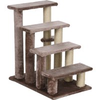 PawHut Escalier pour animaux de compagnie, griffoir, 4 marches, pour animaux jusqu'à 5 kg, 60x40x64 cm, Marron
