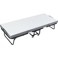 HOMCOM Lit d'Invité Pliable avec Roulettes en Acier + Mousse Blanc + Noir 200 x 80 x 42,5 cm