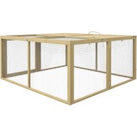 PawHut Cage pour petits animaux, cage à lapins, toit rabattable en bois de sapin, 120x120x57cm, Naturel