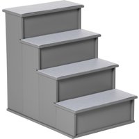 PawHut Escalier pour animaux de compagnie, pour chiens/chats, 4 marches, Peluche courte, jusqu'à 30 kg, 40 x 59 x 54,2 cm, Gris