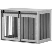 PawHut Cage pour Chien avec Porte Coulissante, Ventilation, Panneaux de Particules et Acier, 98 x 58 x 61 cm, Gris