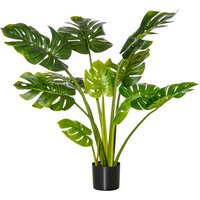 HOMCOM plantes artificielles 110 cm Monstera artificielles en pot Plante décorative d'intérieur